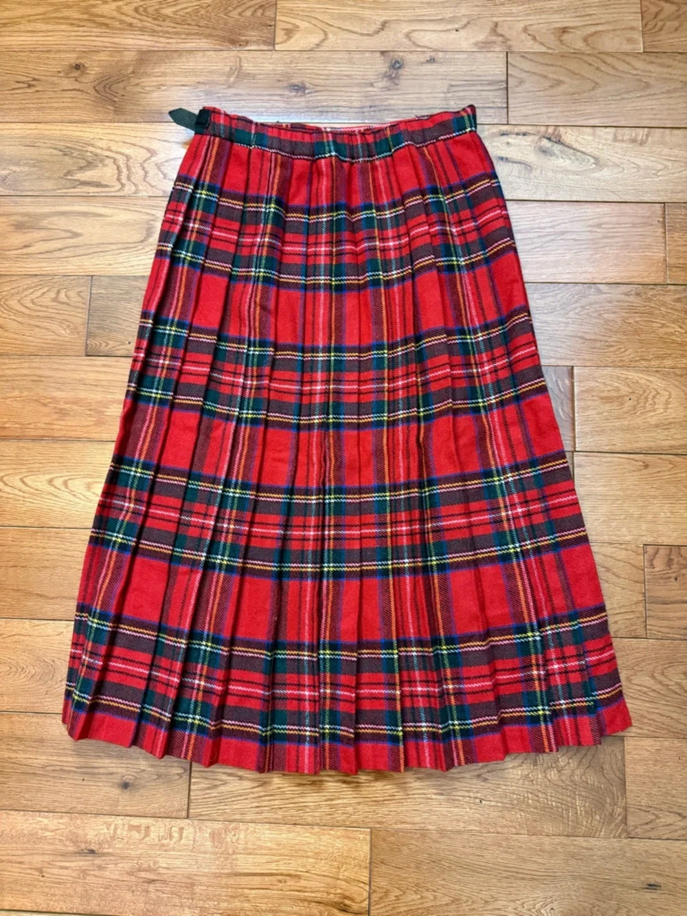 Vintage Blarney Woollen Mills Tartan Wrap Wool Blend Midi Skirt Kilt